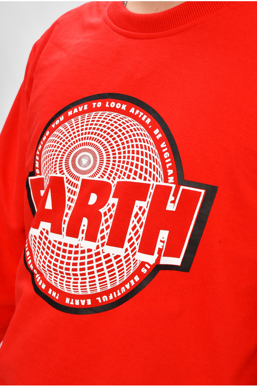 Худи мужское красного цвета с принтом 206452