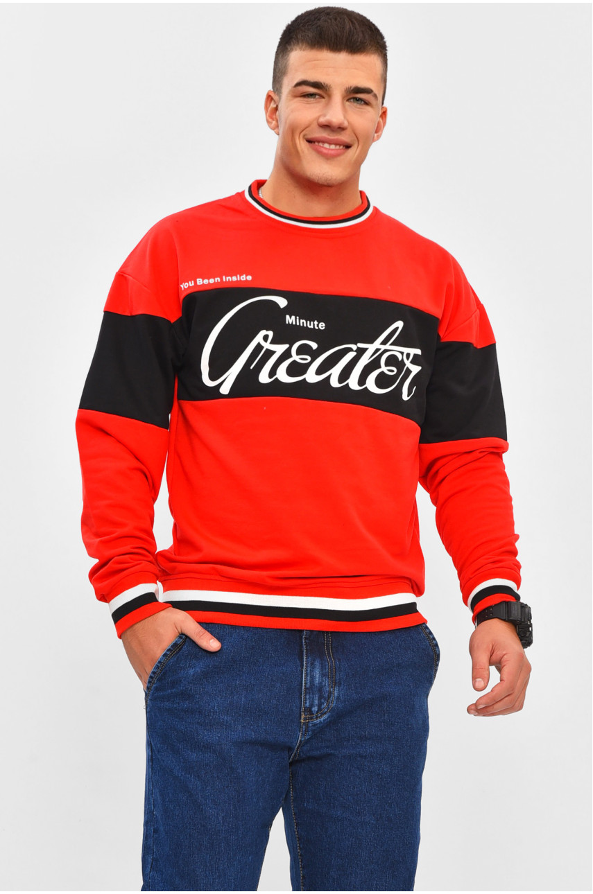 Худи мужское красного цвета с принтом 206454 Худи мужское красного цвета с принтом 206454