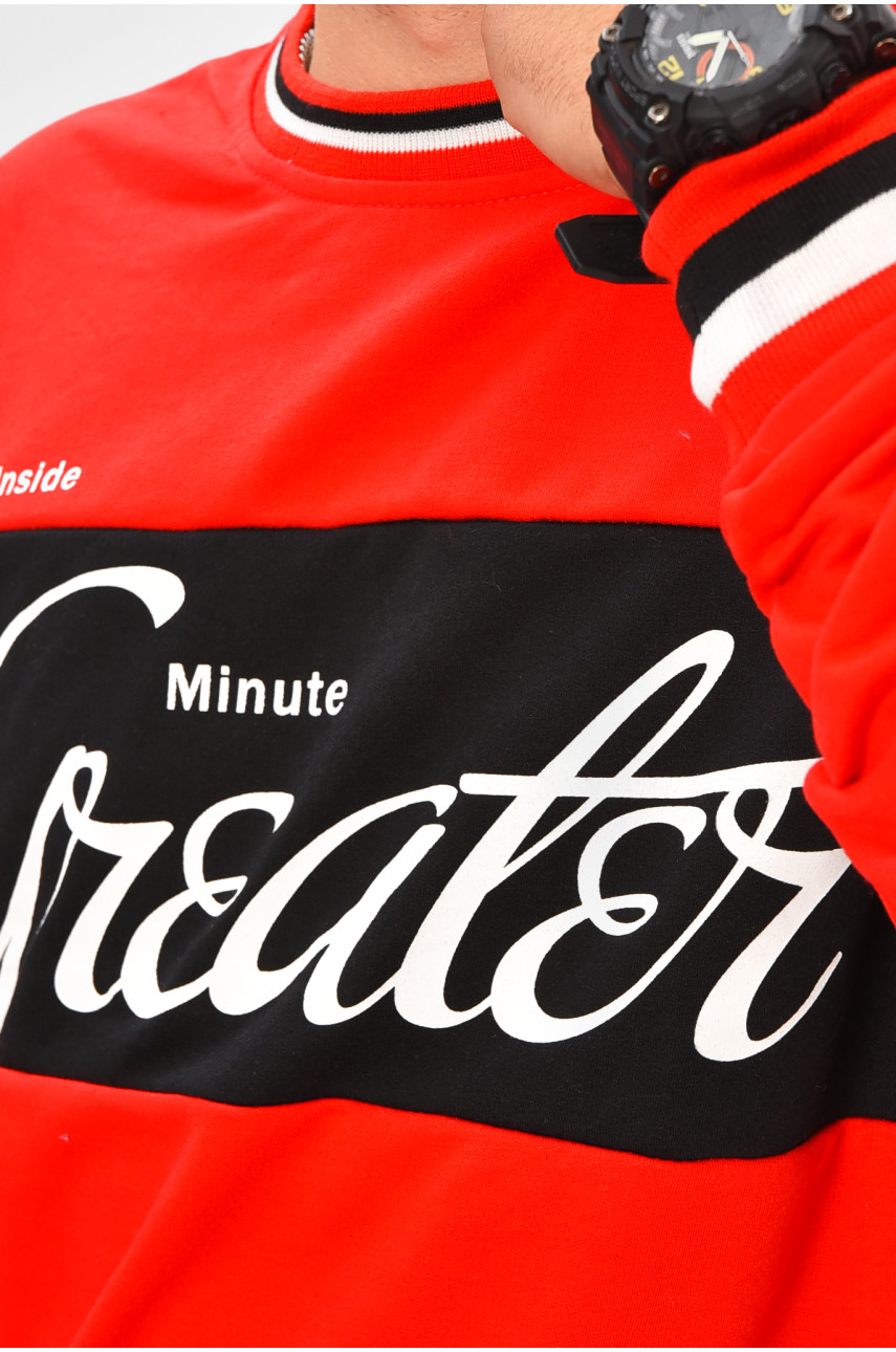 Худи мужское красного цвета с принтом 206454 Худи мужское красного цвета с принтом 206454