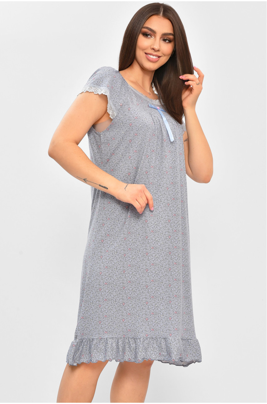 Ночная рубашка женская полубатальная голубого цвета с принтом 300001 206459