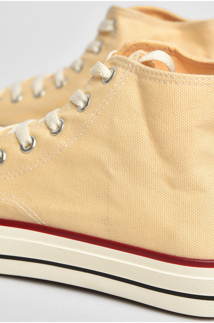 Кеди жіночі високі молочного кольору на шнурівці текстиль Уцінка 3903-6 206465