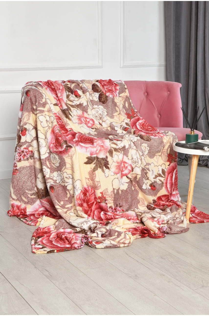 Плед бежевого цвета с принтом размер 200*220 206469