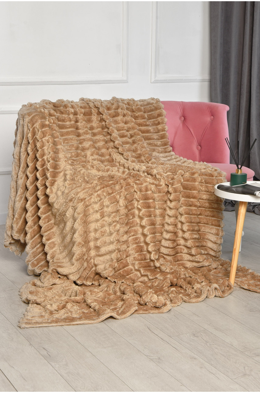 Плед однотонный бежевого цвета размер 200*230 206476