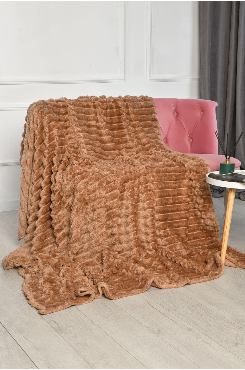 Плед однотонный тёмно-бежевого цвета размер 150*200 206489