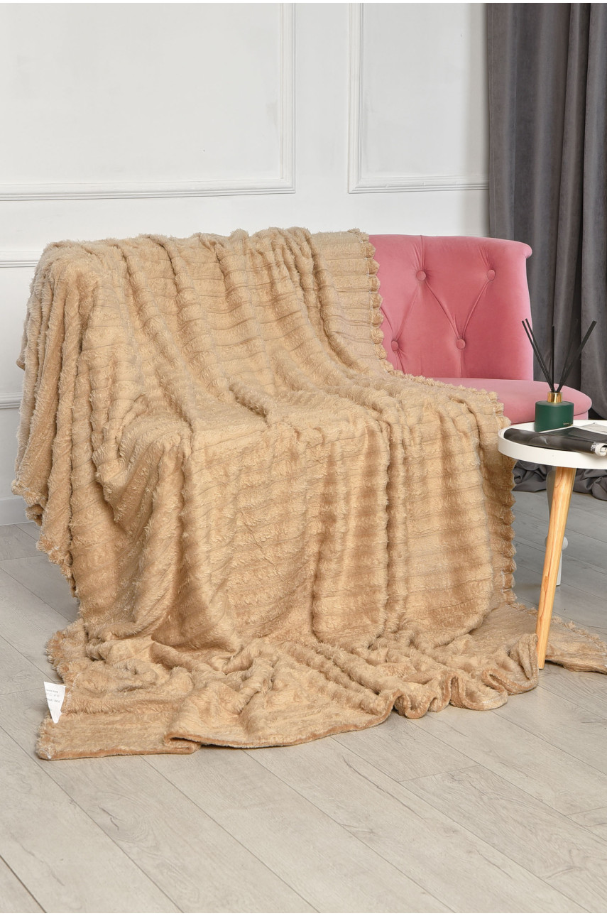 Плед однотонный бежевого цвета размер 180*200 206503