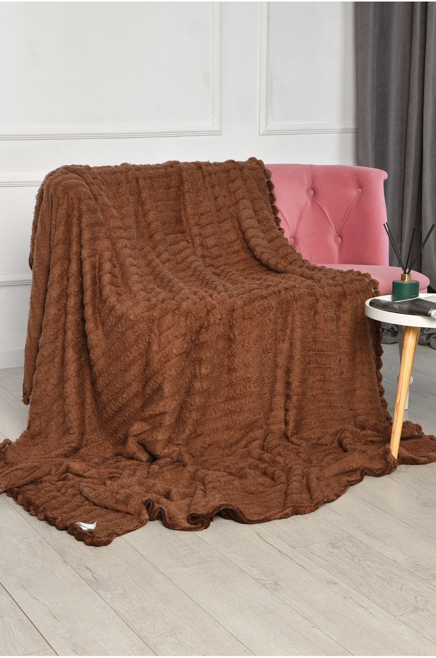 Плед однотонный шоколадного цвета размер 180*200 206505