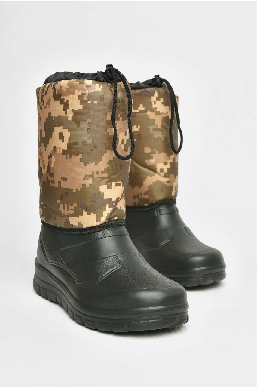 Дутики мужские пена пиксель на овчине черного цвета БМ-04 206515