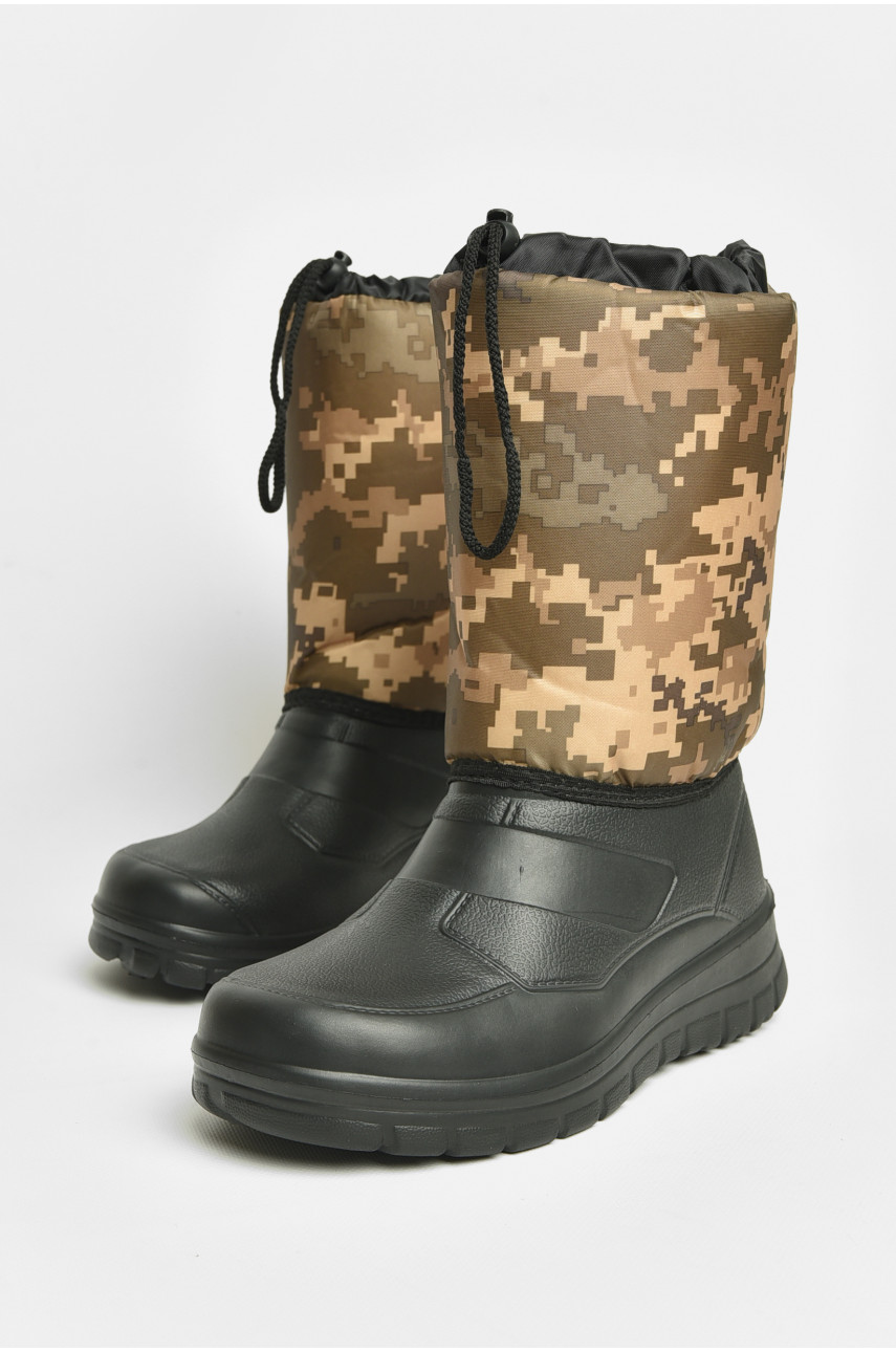 Дутики мужские пена пиксель на овчине черного цвета БМ-04 206515