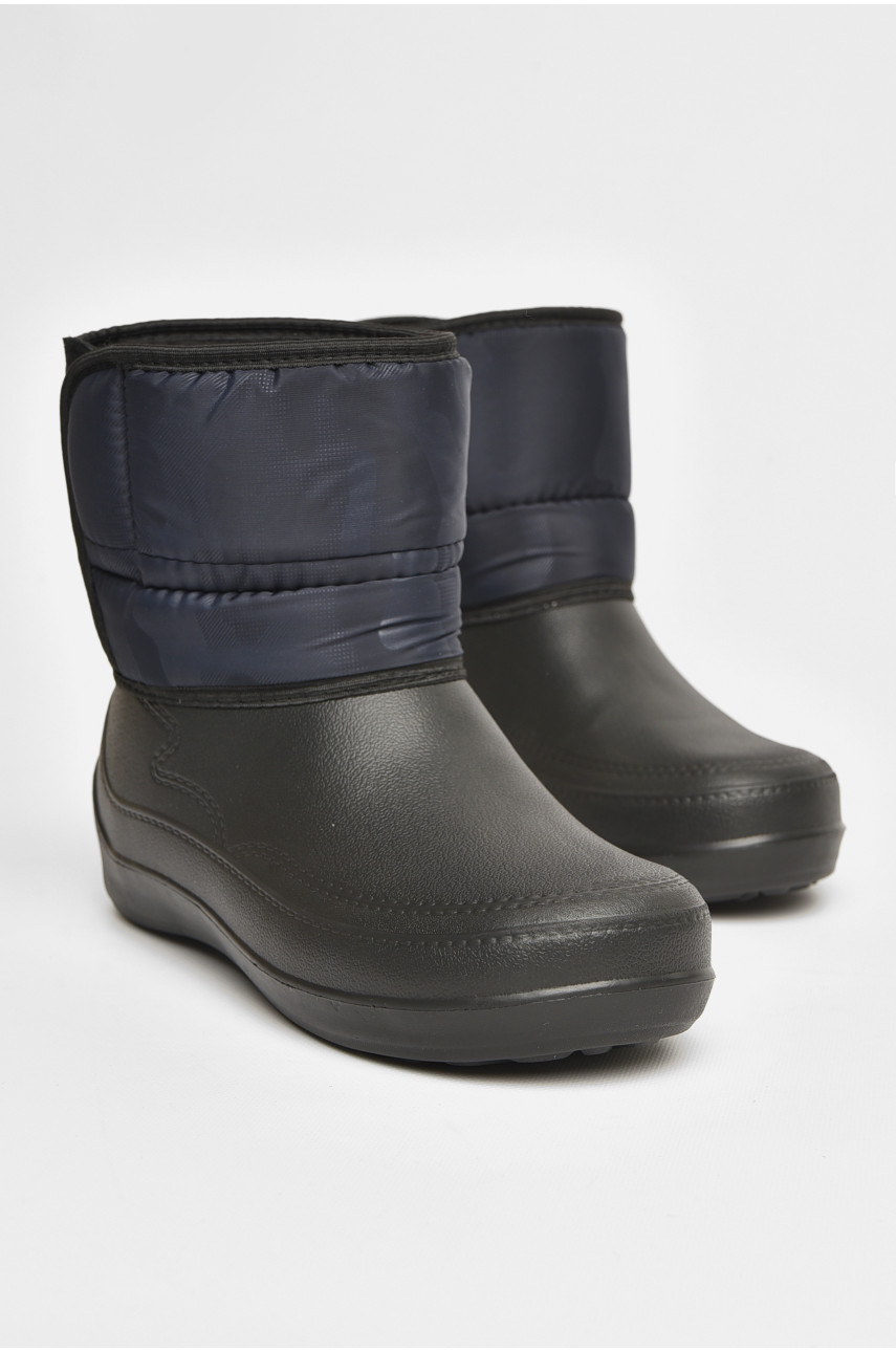 Дутики мужские пена на меху черно-синего  цвета МДЛ-02 206516