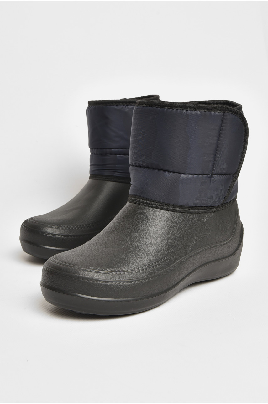 Дутики мужские пена на меху черно-синего  цвета МДЛ-02 206516