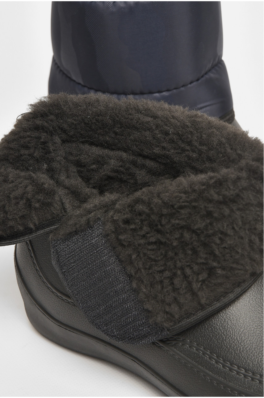 Дутики чоловічі піна на хутрі чорно-синього кольору МДЛ-02 206516