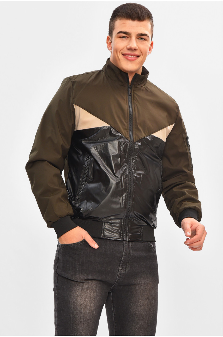 Ветровка мужская демисезонная цвета хаки с принтом 3112 206522