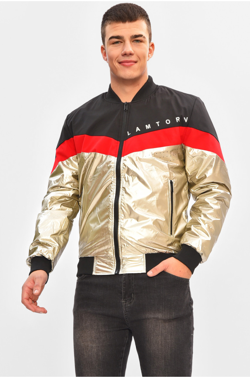 Ветровка мужская демисезонная черного цвета с принтом 3110 206527