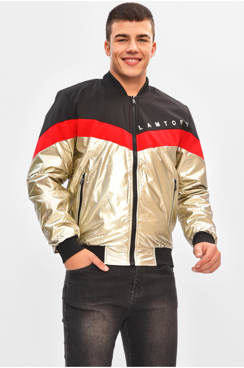 Ветровка мужская демисезонная черного цвета с принтом 3110 206527