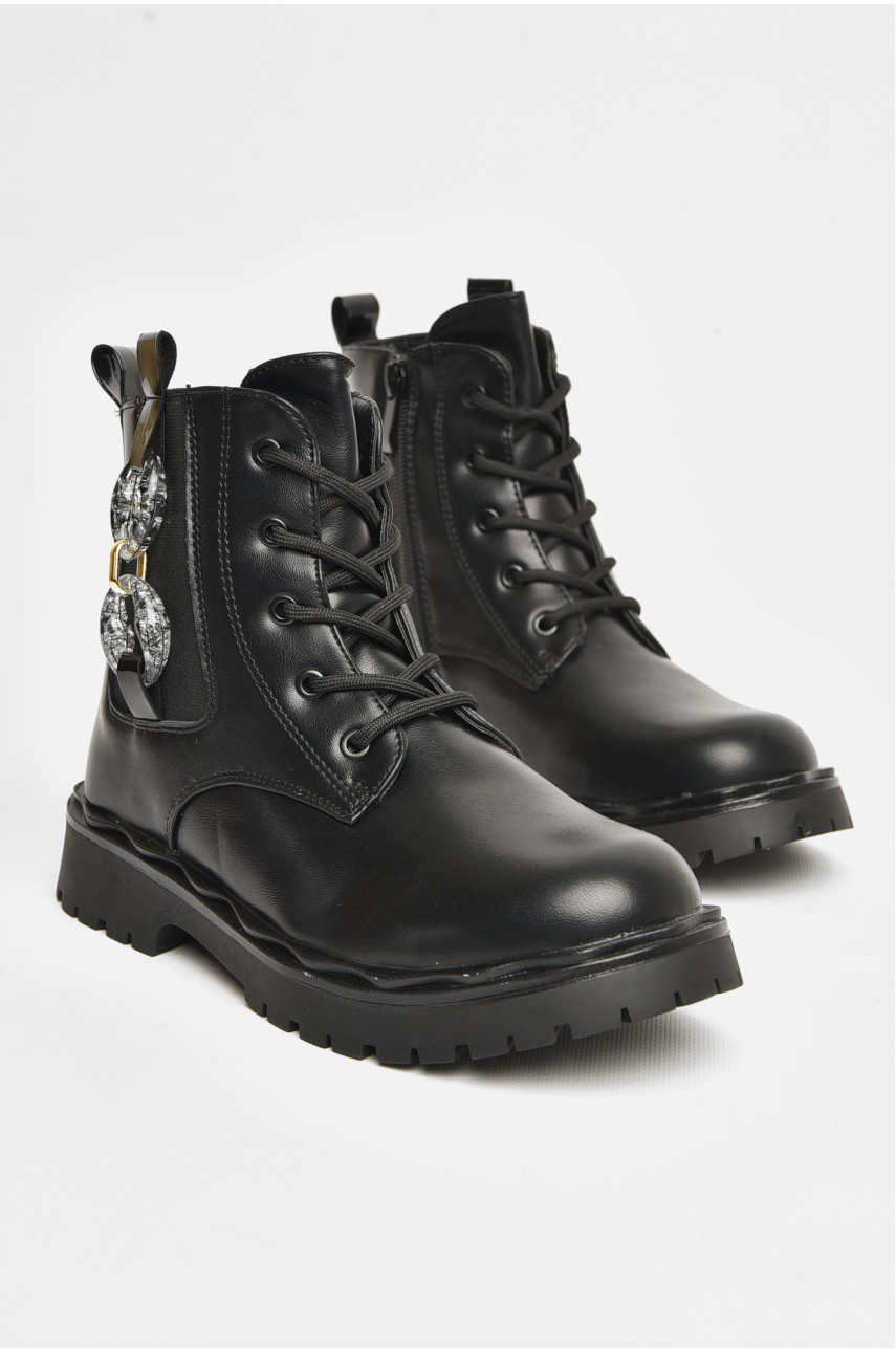 Ботинки детские для девочки черного цвета зимние 2102В 206529