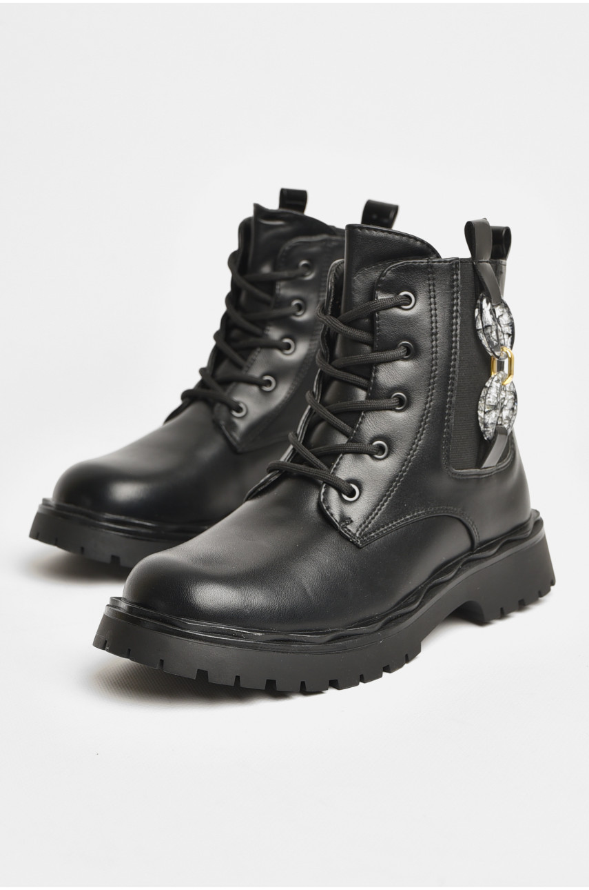 Ботинки детские для девочки черного цвета зимние 2102В 206529