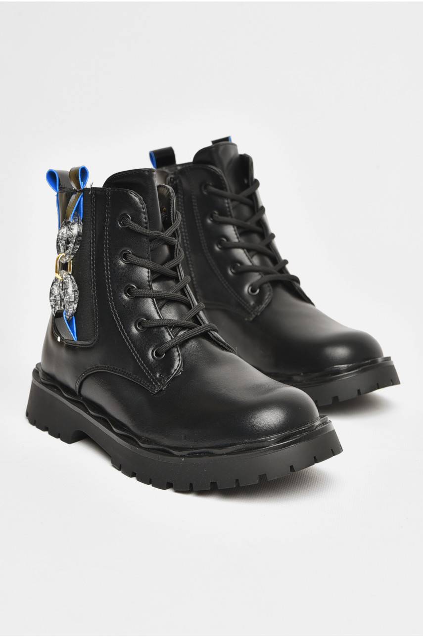 Ботинки детские для девочки черного цвета зимние 2102В 206530