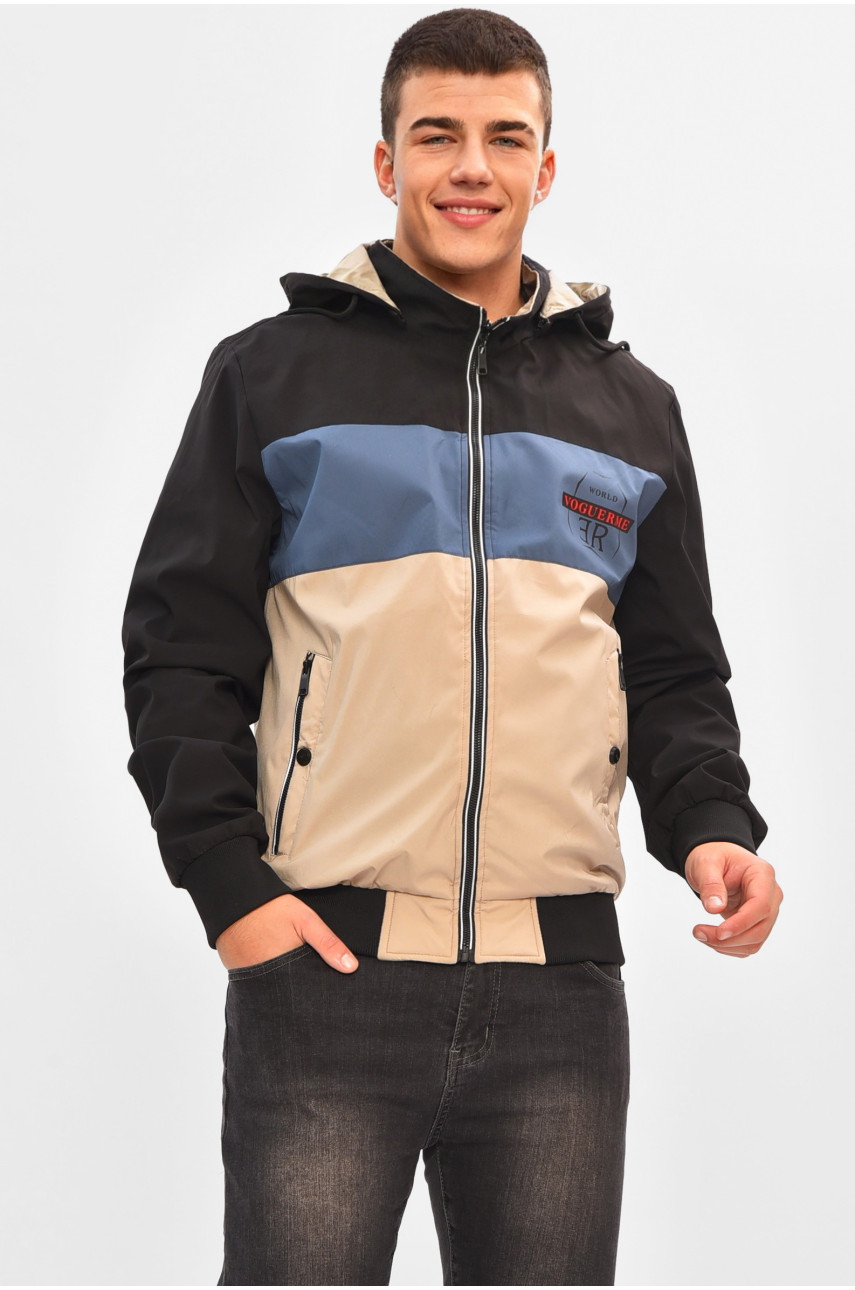 Ветровка мужская демисезонная двухсторонняя бежевого цвета 3127 206533