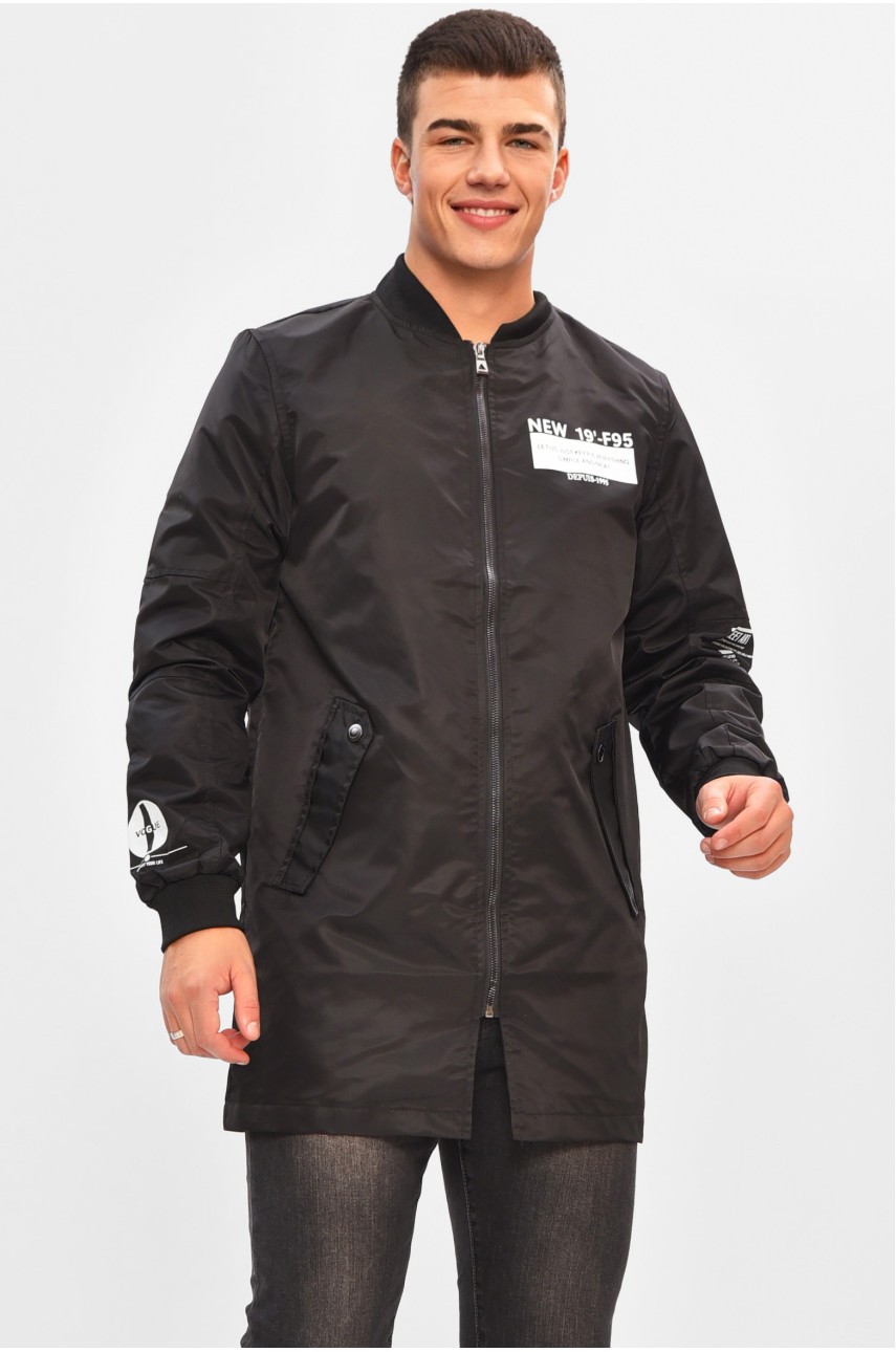 Куртка мужская демисезонная черного цвета с принтом 7791 206538