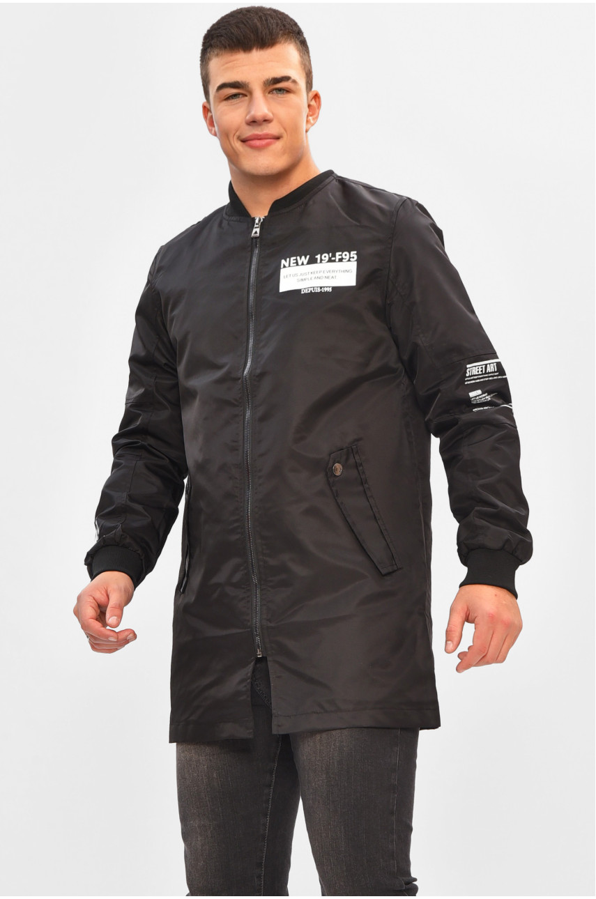 Куртка мужская демисезонная черного цвета с принтом 7791 206538