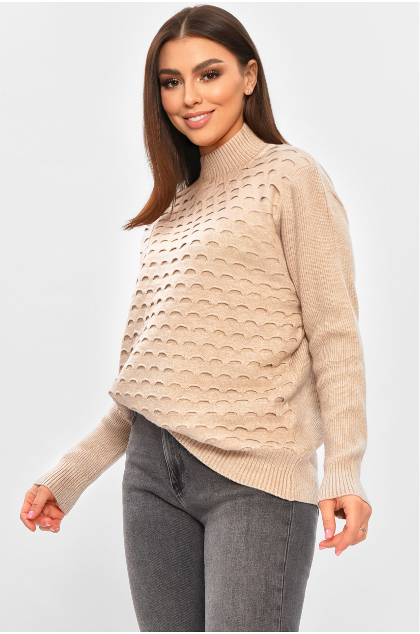 Светр жіночий однотонний бежевого кольору 2626 206588