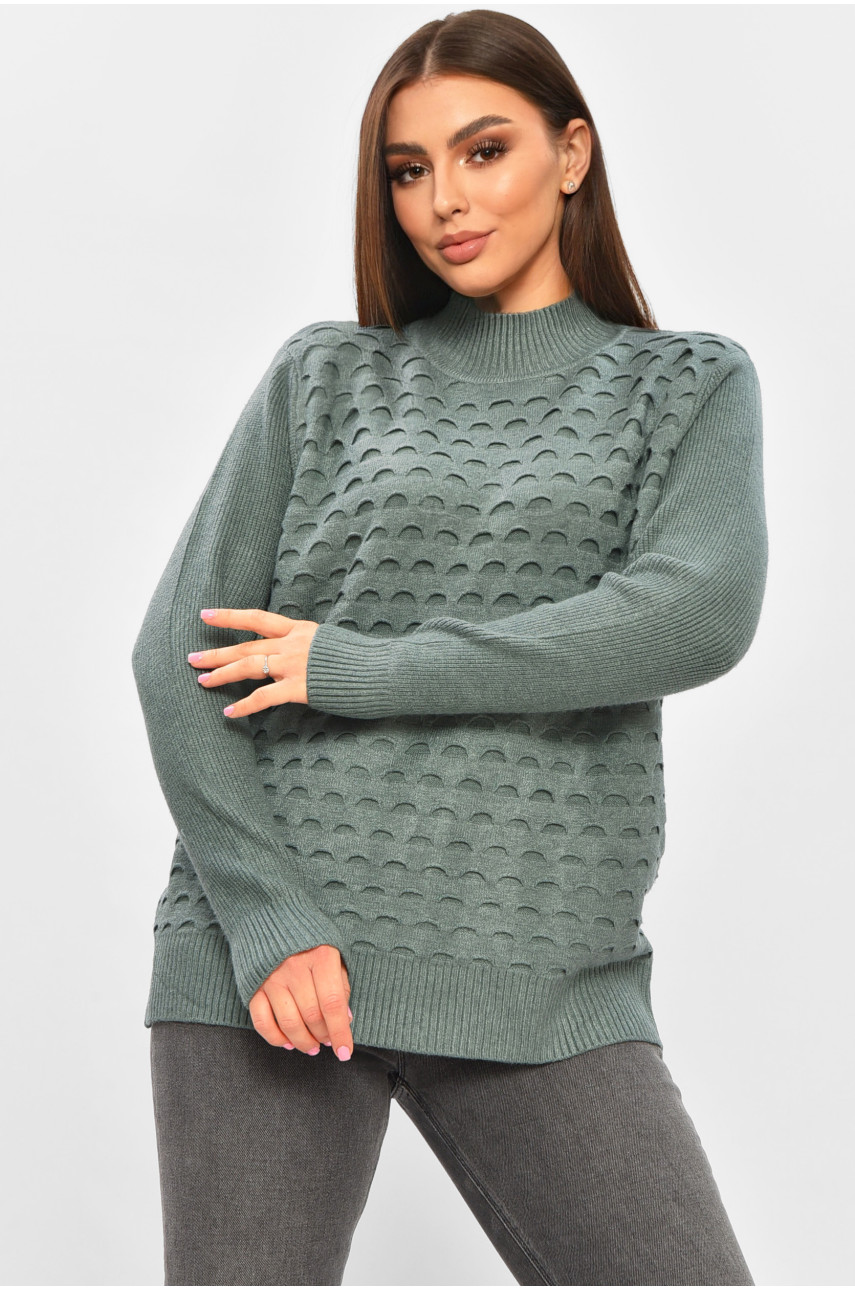 Светр жіночий однотонний зеленого кольору 2626 206593