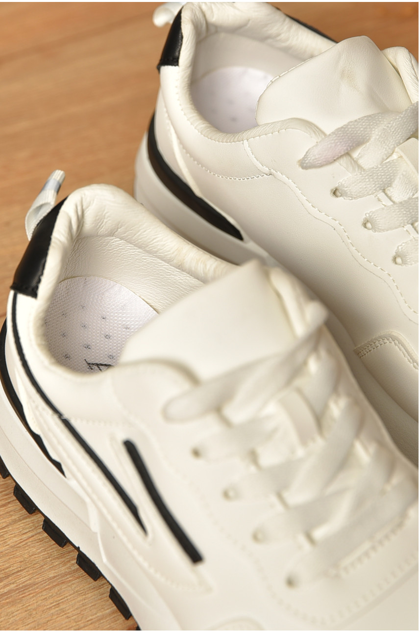 Кроссовки женские белого цвета на шнуровке 542-147 206594