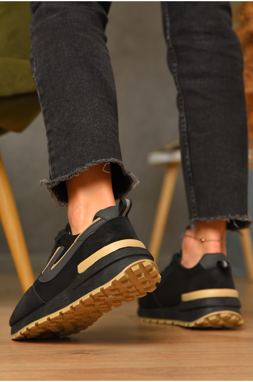 Кроссовки женские черного цвета на шнуровке 542-143 206596