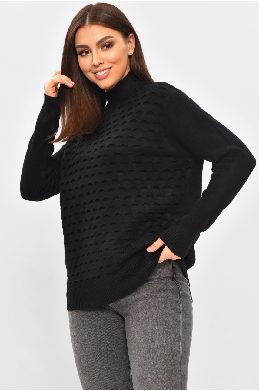 Светр жіночий однотонний чорного кольору 2626 206597
