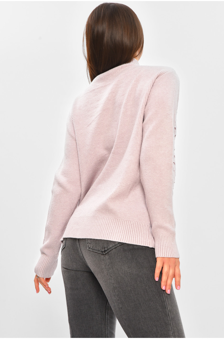 Свитер женский однотонный светло-розового цвета 2626 206598