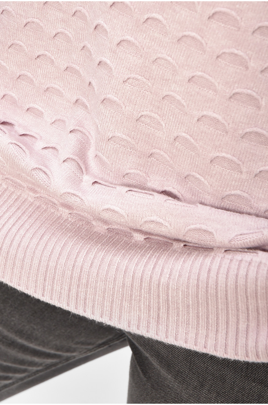 Свитер женский однотонный светло-розового цвета 2626 206598