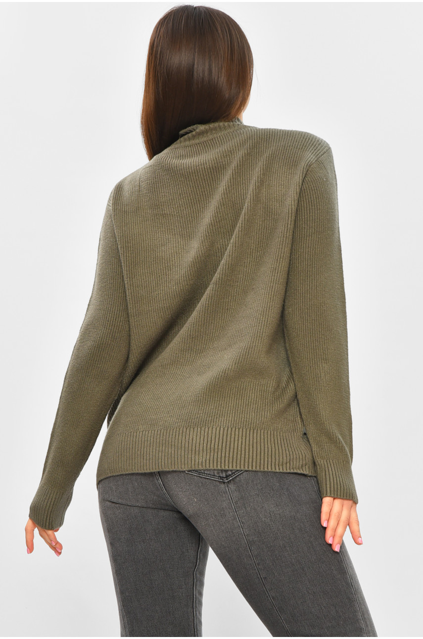 Свитер женский однотонный тёмно-зеленого цвета 2626 206601