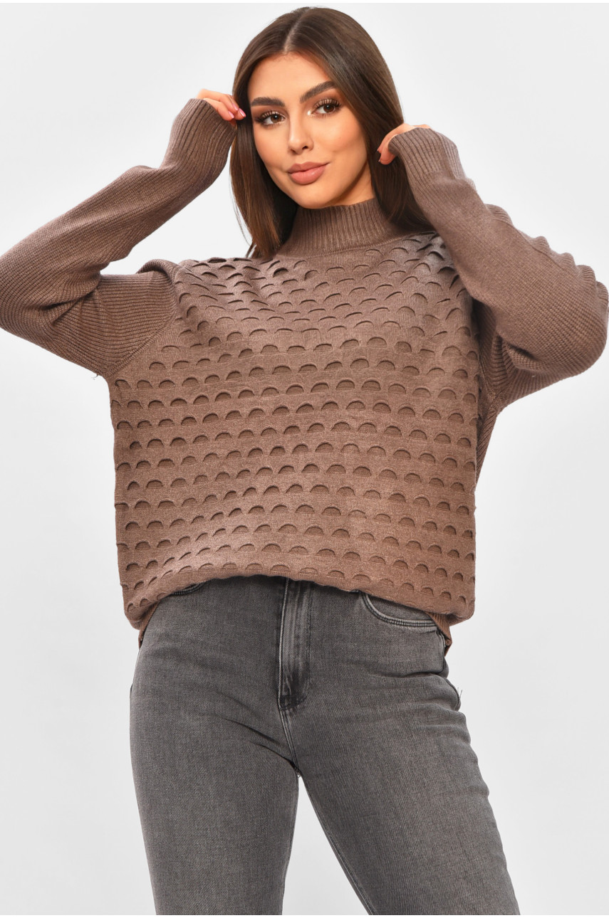 Светр жіночий однотонний темно-бежевого кольору 2626 206602
