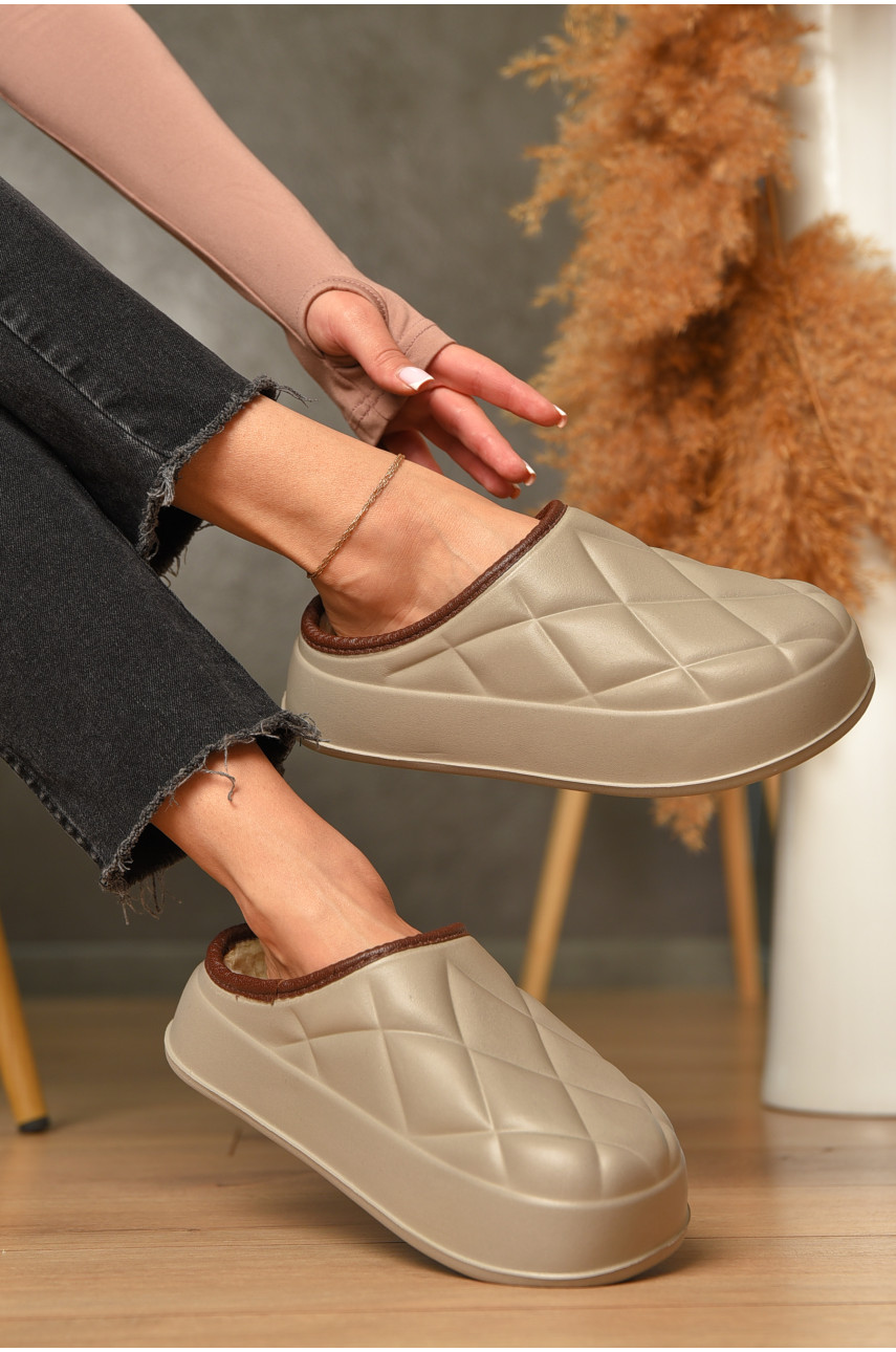 Калоші без задника утеплені бежевого кольору 602 206617