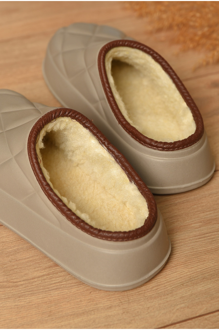 Калоші без задника утеплені бежевого кольору 602 206617