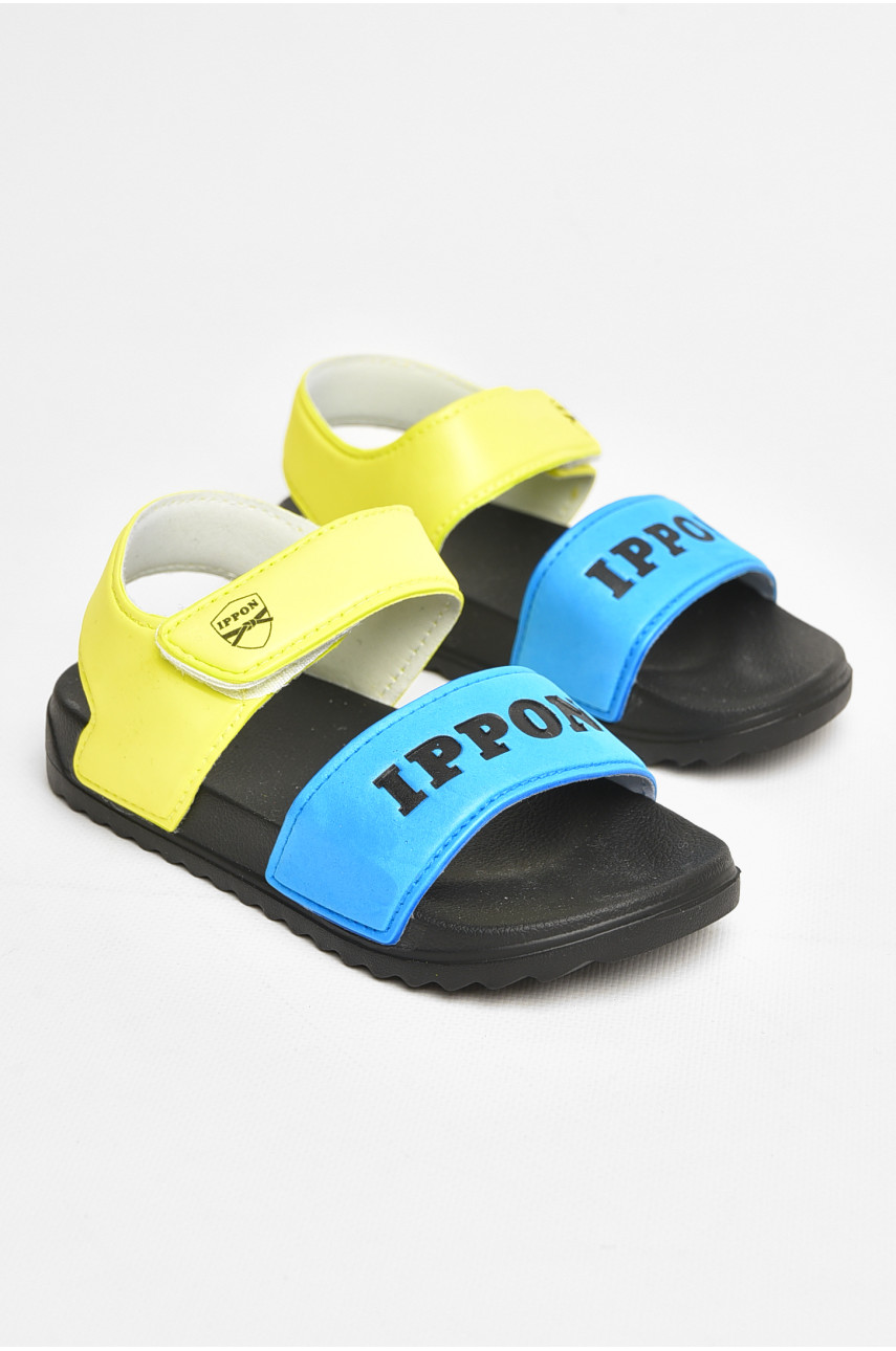 Сандалі дитячі жовто-блакитного кольору на ліпучці 2201 206627