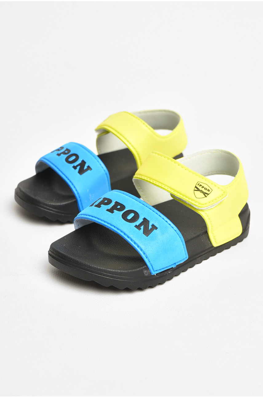 Сандалі дитячі жовто-блакитного кольору на ліпучці 2201 206627