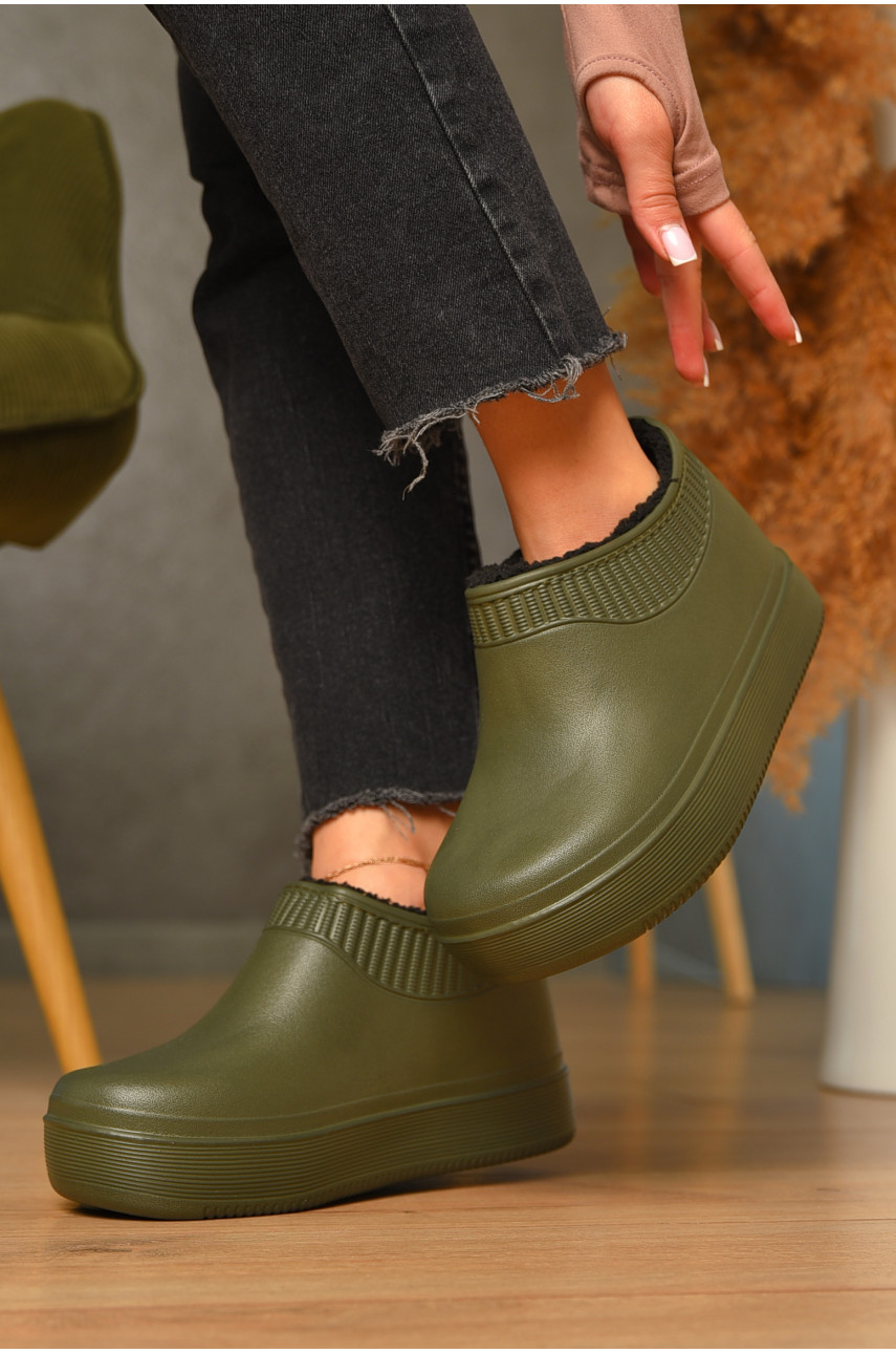 Калоші жіночі утеплені темно-зеленого кольору 630 206628