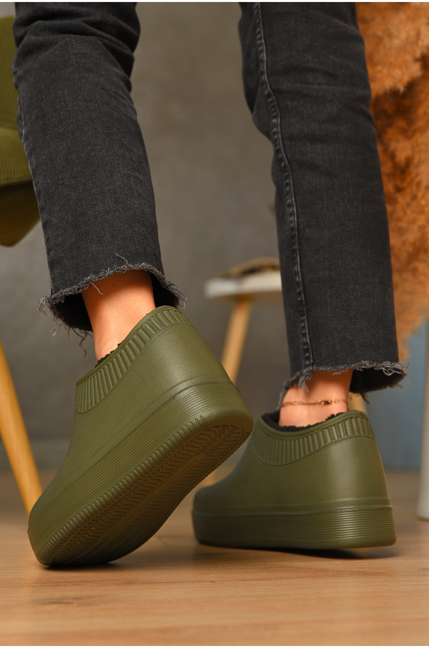 Калоші жіночі утеплені темно-зеленого кольору 630 206628