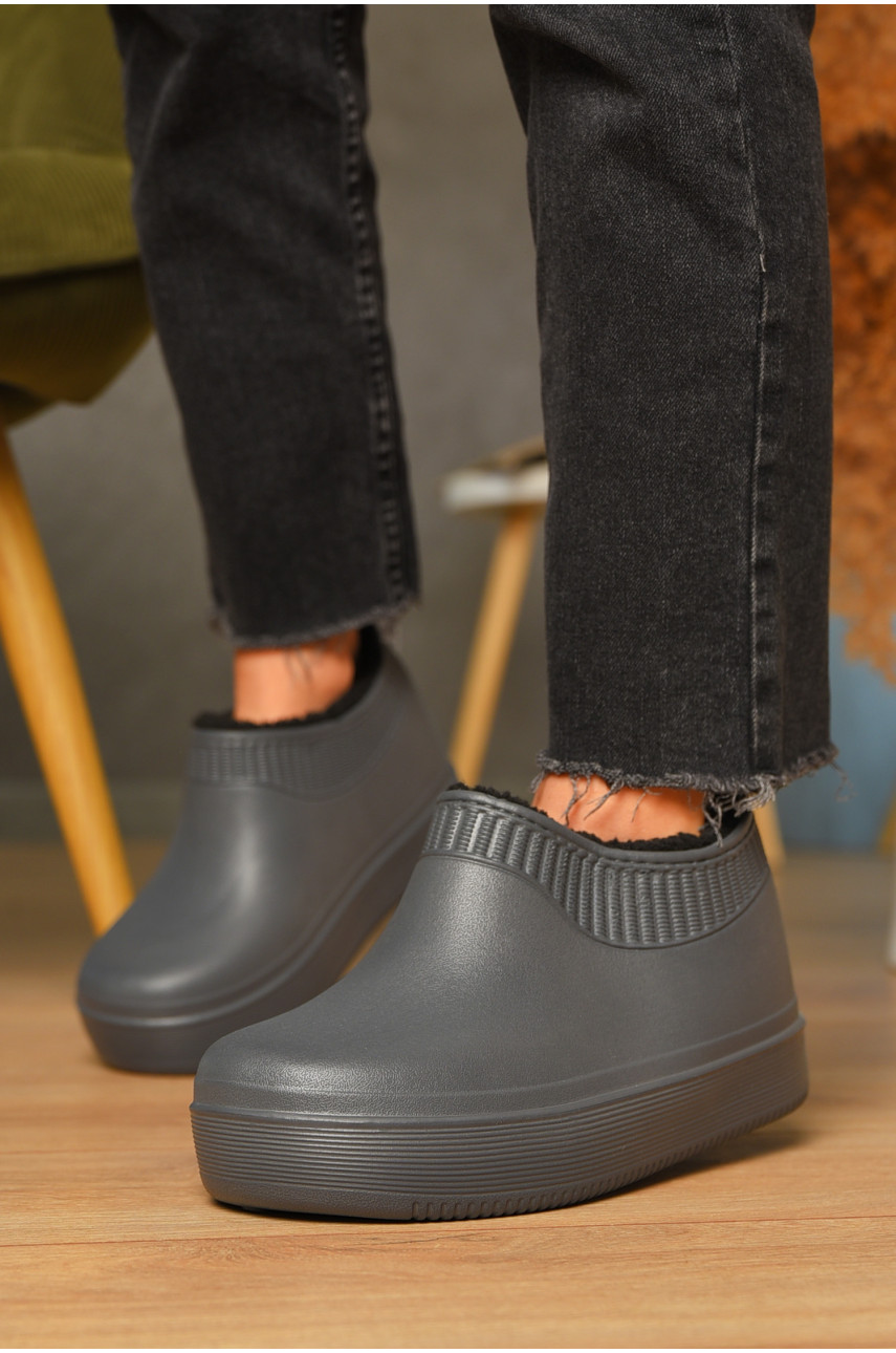 Калоші жіночі утеплені темно-сірого кольору 630 206629