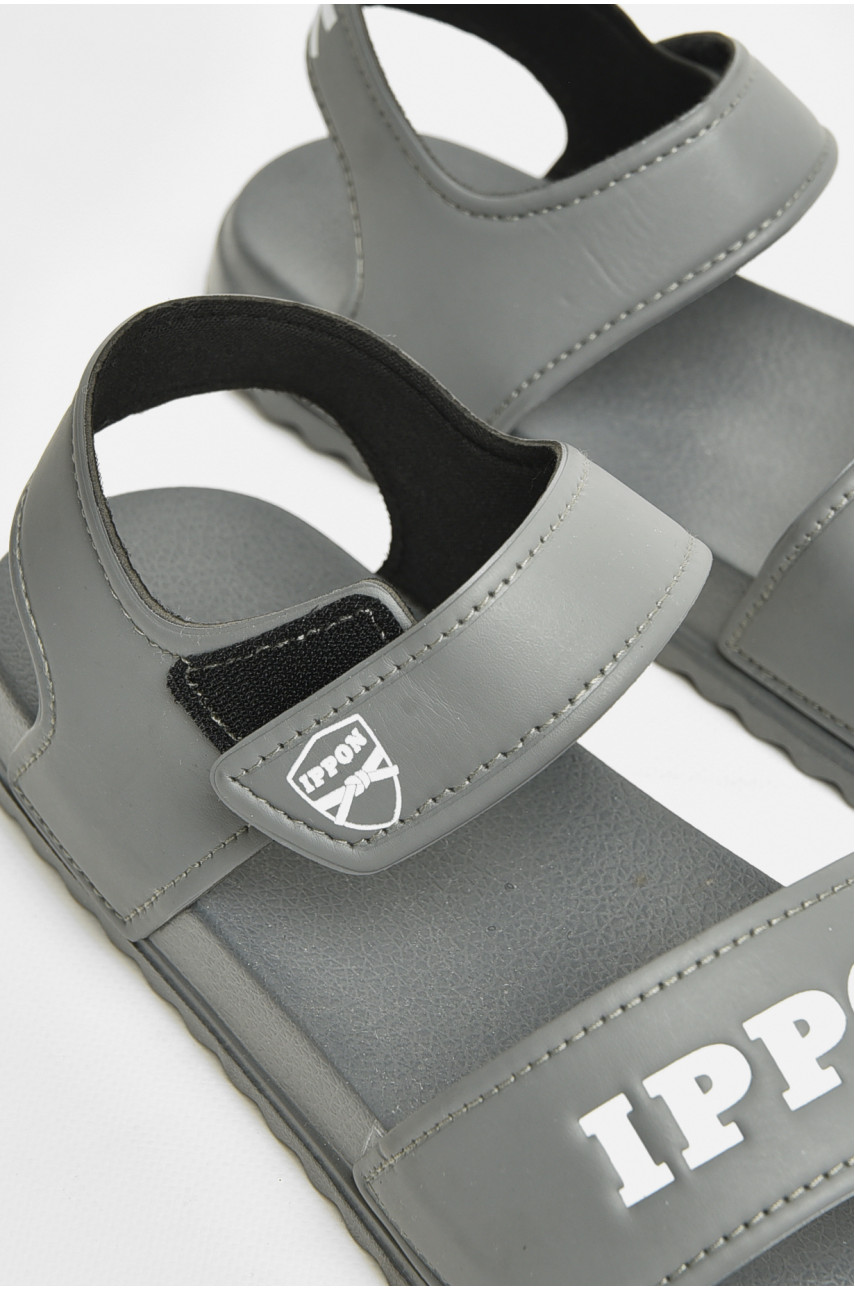 Сандалии мужские серого цвета на липучке 2221 206665