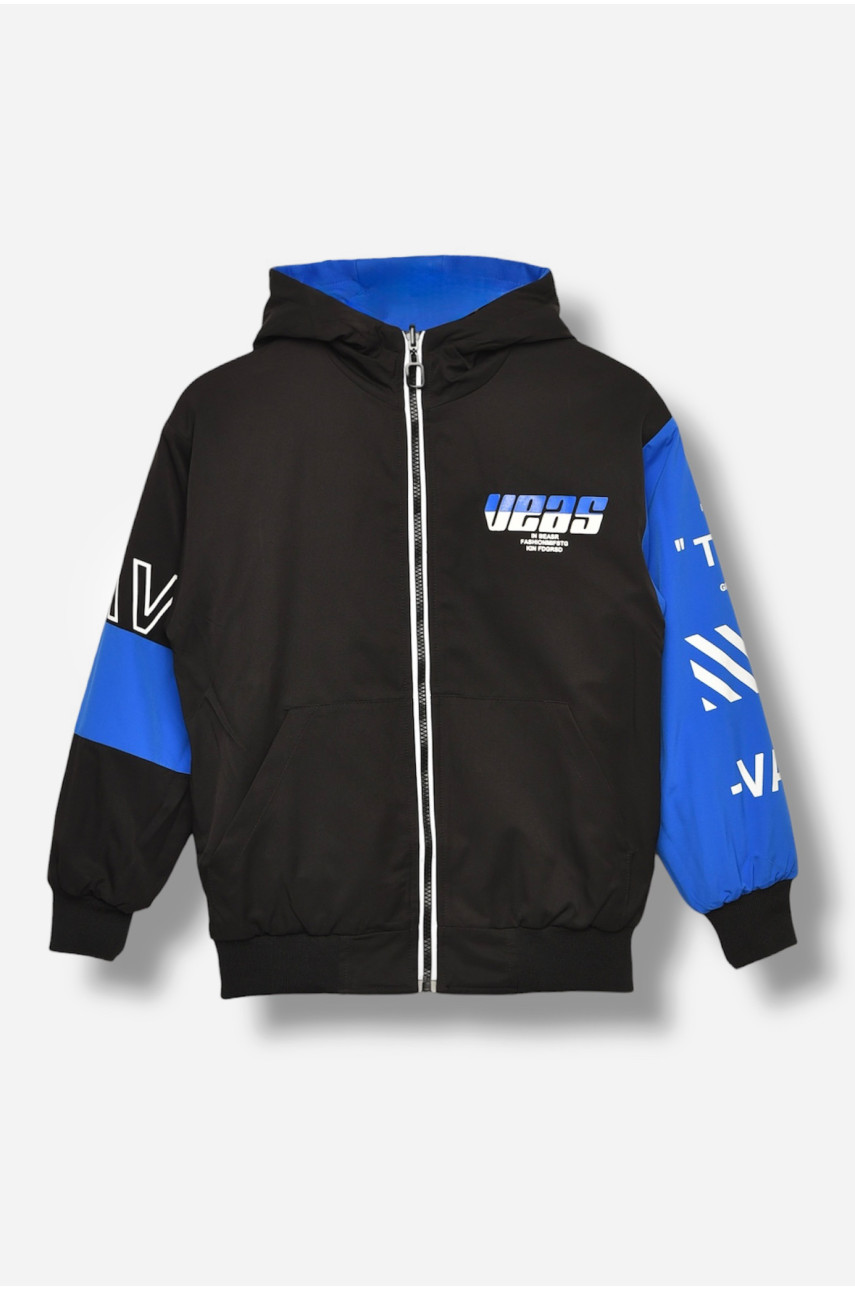 Куртка детская для мальчика двухсторонняя чорно-синего цвета 21А-36 206671