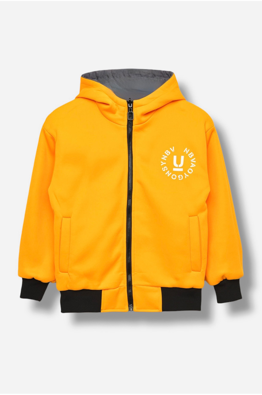 Куртка детская для мальчика двухсторонняя серо-оранжевого цвета 21А-36 206672