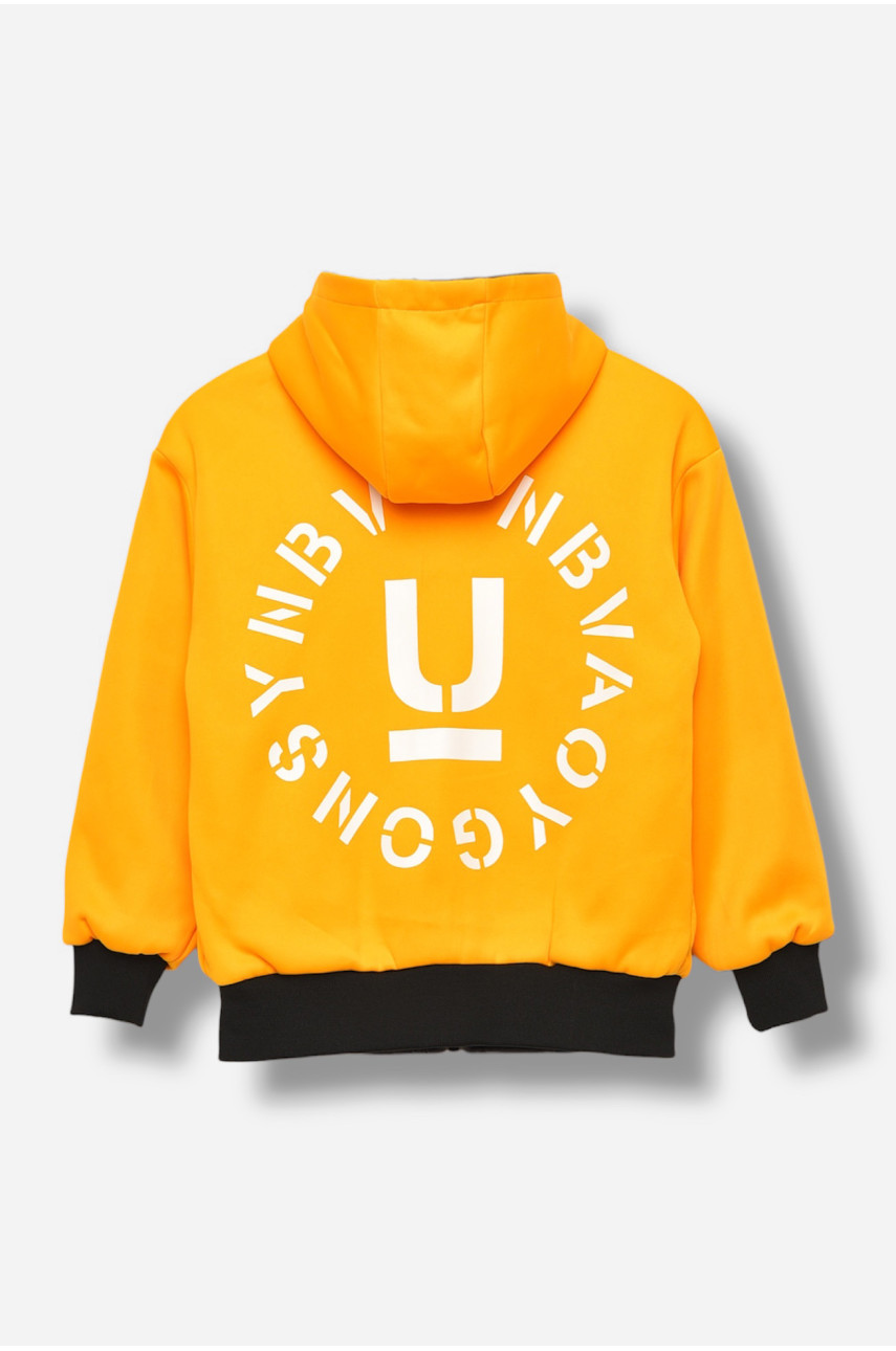 Куртка детская для мальчика двухсторонняя серо-оранжевого цвета 21А-36 206672