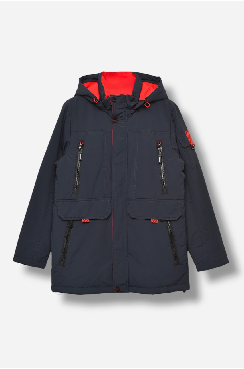 Куртка подростковая для мальчика демисезонная тёмно-синего цвета 89185 206674