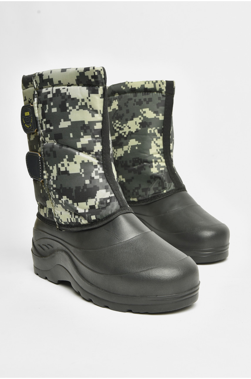 Дутики мужские пена со съемным носком черного цвета пиксель М-14 206679