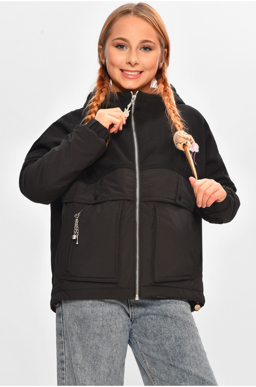 Куртка детская для девочки демисезонная черного цвета 1910 206681