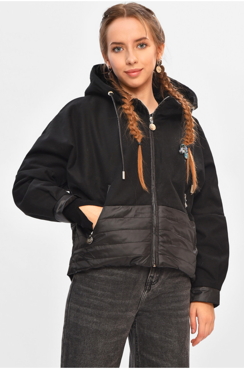 Куртка подростковая для девочки демисезонная черного цвета 1909 206682