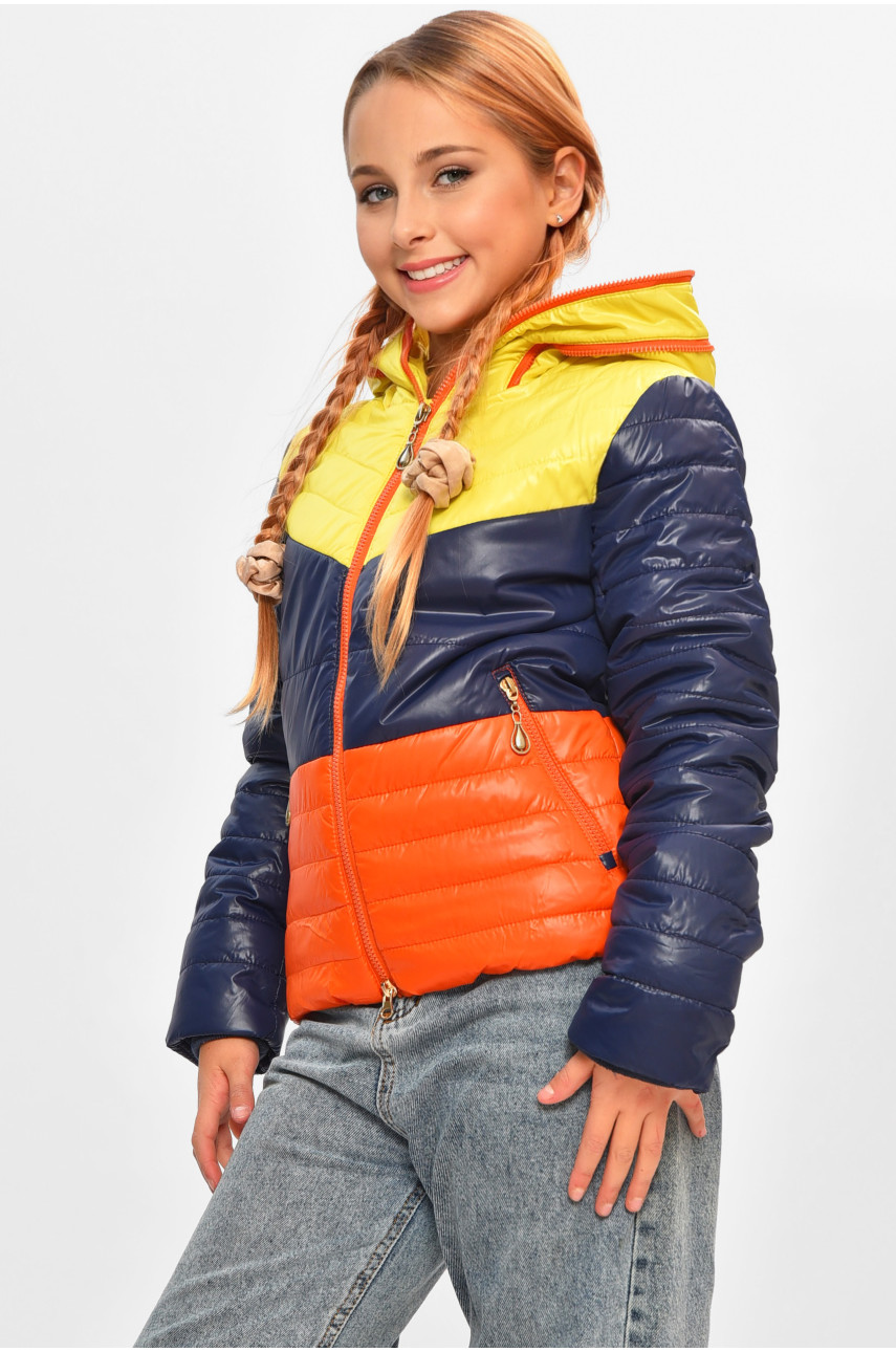 Куртка детская для девочки демисезонная тёмно-синего цвета H2617 206688