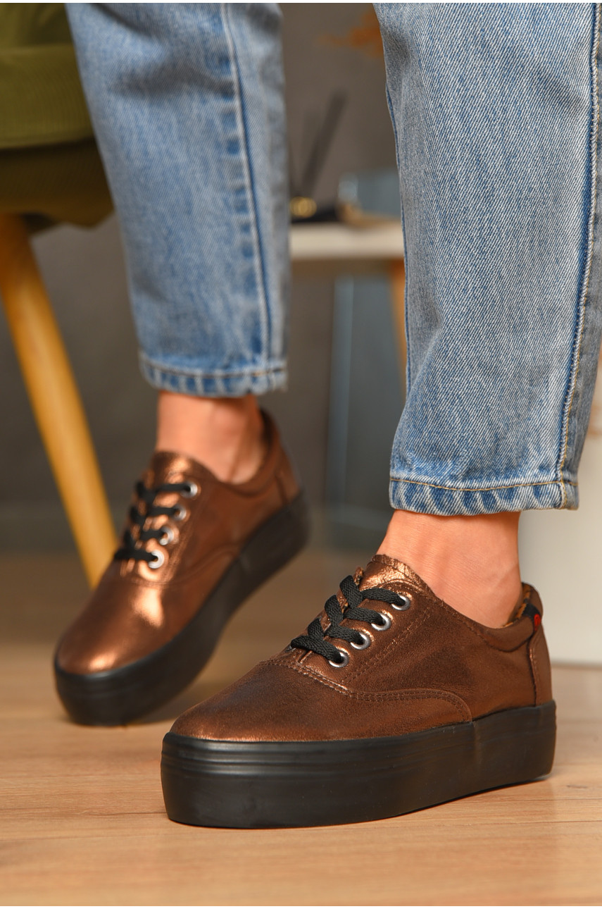 Мокасини жіночі бронзового кольору к1430203 206692